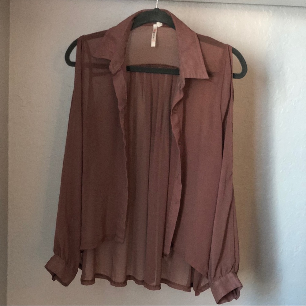 Taupe Cold Shoulder Blouse